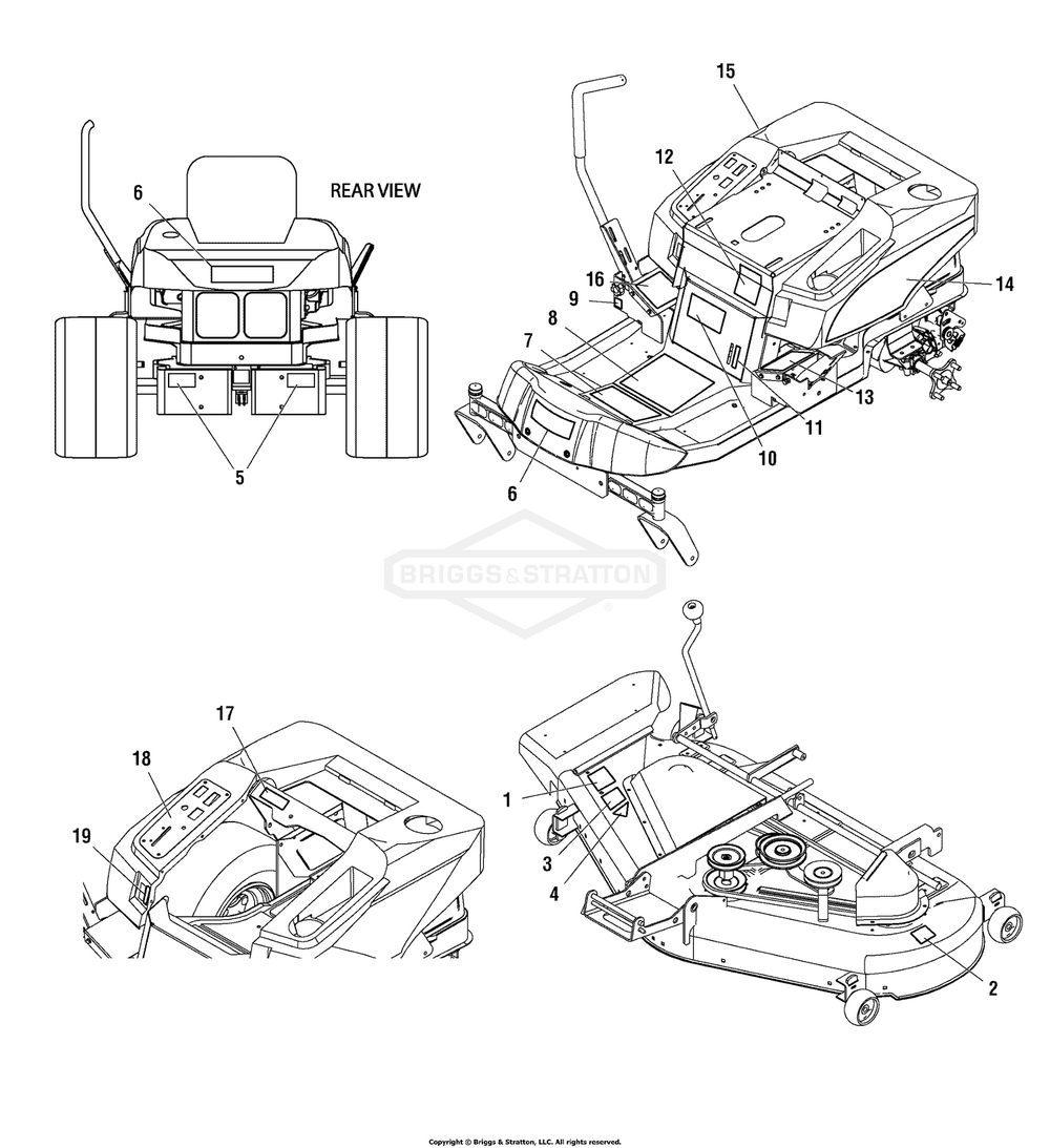 Decals Group Diagram and Parts List for 2690641 (107277900)(2007) Briggs and Stratton Lawn Tractor